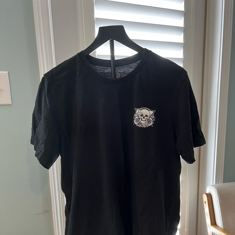Black Short-Sleeve Graphic Tee with Chest Skull Detail